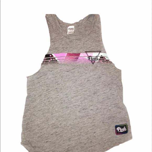 PINK xsmall grey gym/yoga/sleep cotton tank top - Picture 2 of 3